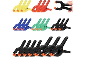 Swpeet 22Pcs Spring Clamps Kit - 15Pcs 2'' Red/Black/Blue/Yellow/Green, 4Pcs 3'' Black, 3Pcs 4'' Black for Crafts, Woodworkin