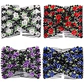 Umibow 4 Pcs Magic Easy Combs Stretchable Double Hair Comb Clips Hair Bun Makers Elastic Beaded Rose Hair Clips Hair Accessories for Women Girls