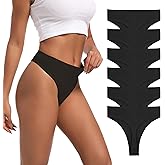 Xlndsoea High Waisted Ribbed Cotton Thongs for Women High Cut Breathable Underwear 6-Pack Size S-4XL