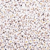 Kzyapi 1000Pcs Acrylic Number Beads Round Number Round Beads 4x7mm Mixed Number Beads, for Jewelry Bracelets Necklaces Key Chains Making (White-Gold)