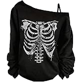 WDIRARA Women's Plus Size Off Shoulder Lips Print Sweatshirt Long Sleeve Loose Pullover Shirt