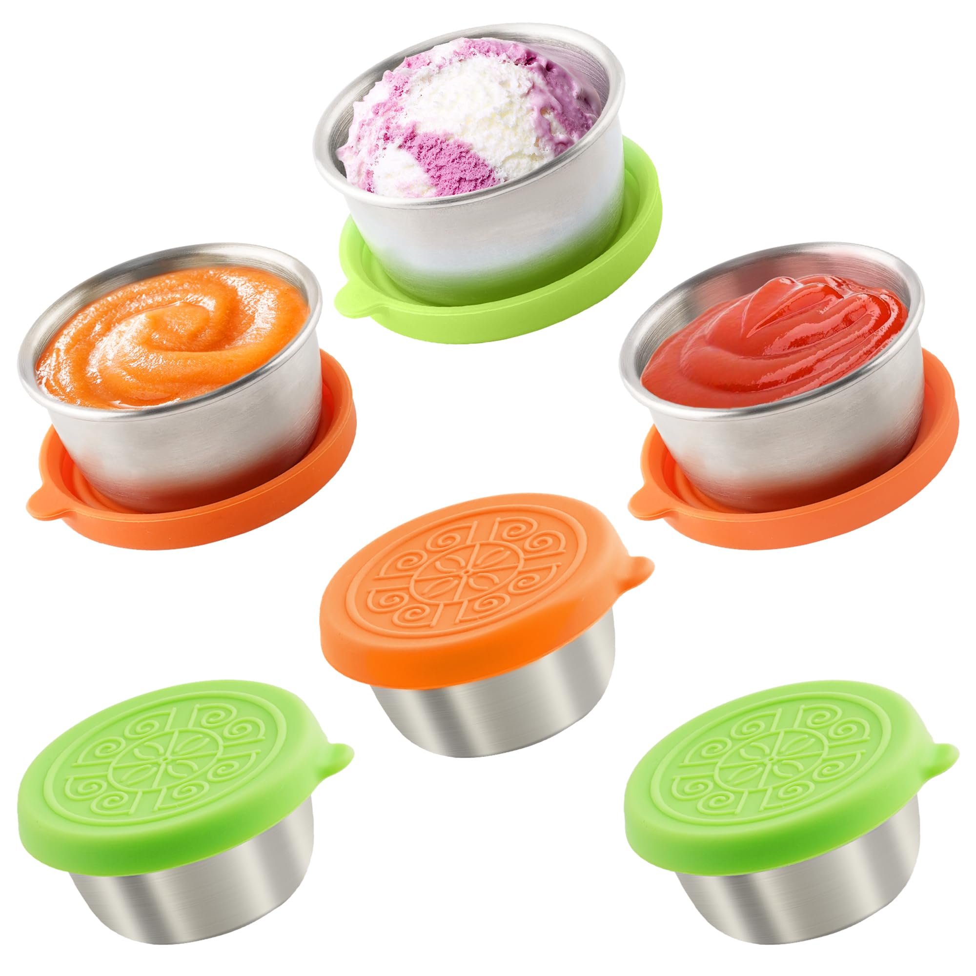 Photo 1 of **MISSING LIDS** 6x1.6 Oz Salad Dressing Containers With Lids, Small Leakproof Reusable Stainless Steel Salad Dressing Container To Go For Lunch Boxes,Sauce containers, Picnics,Travel Meal Prep And Kitchen Storage.