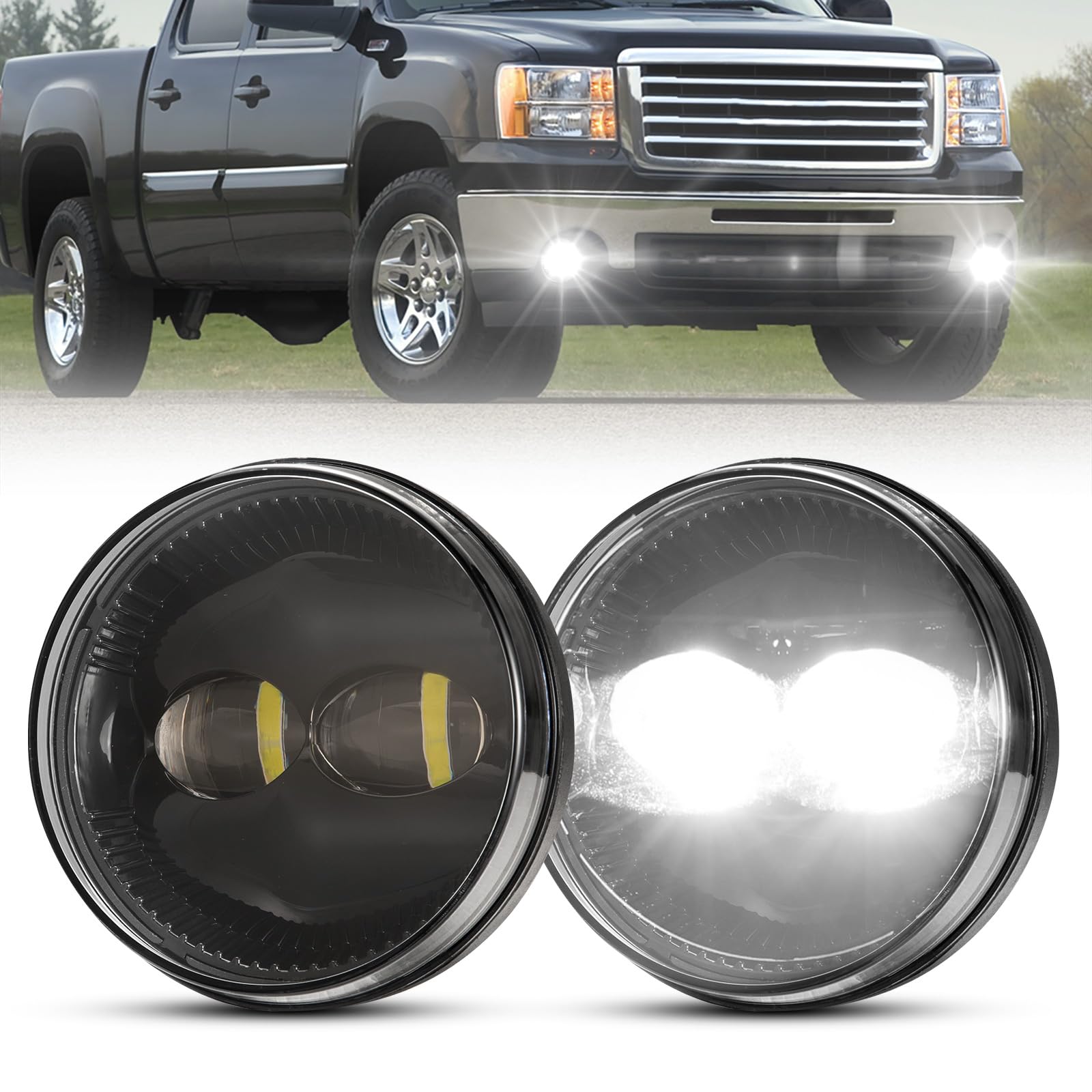 Photo 1 of BUNKER INDUST LED Fog Lights for 2007-2013 GMC Sierra 1500/2007-2014 Sierra 2500HD 3500HD,Bumper Driving Fog Lamp Kit Replacement Foglight