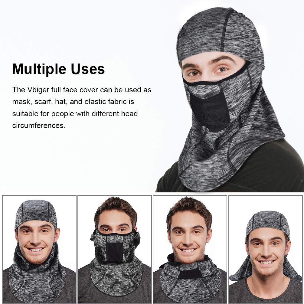 VBIGER Winter Balaclava Face Mask Windproof Ski Mask Cold Weather Face Mask for Men Women (Grey)
