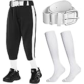 Cozypower 3 Pcs Baseball Pants Combo Set Men Youth Boy and Girls Softball Pants with Socks and Belts