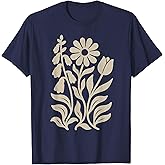 Boho Floral Foxglove Daisy Tulip Subtle Distressed Vintage T-Shirt