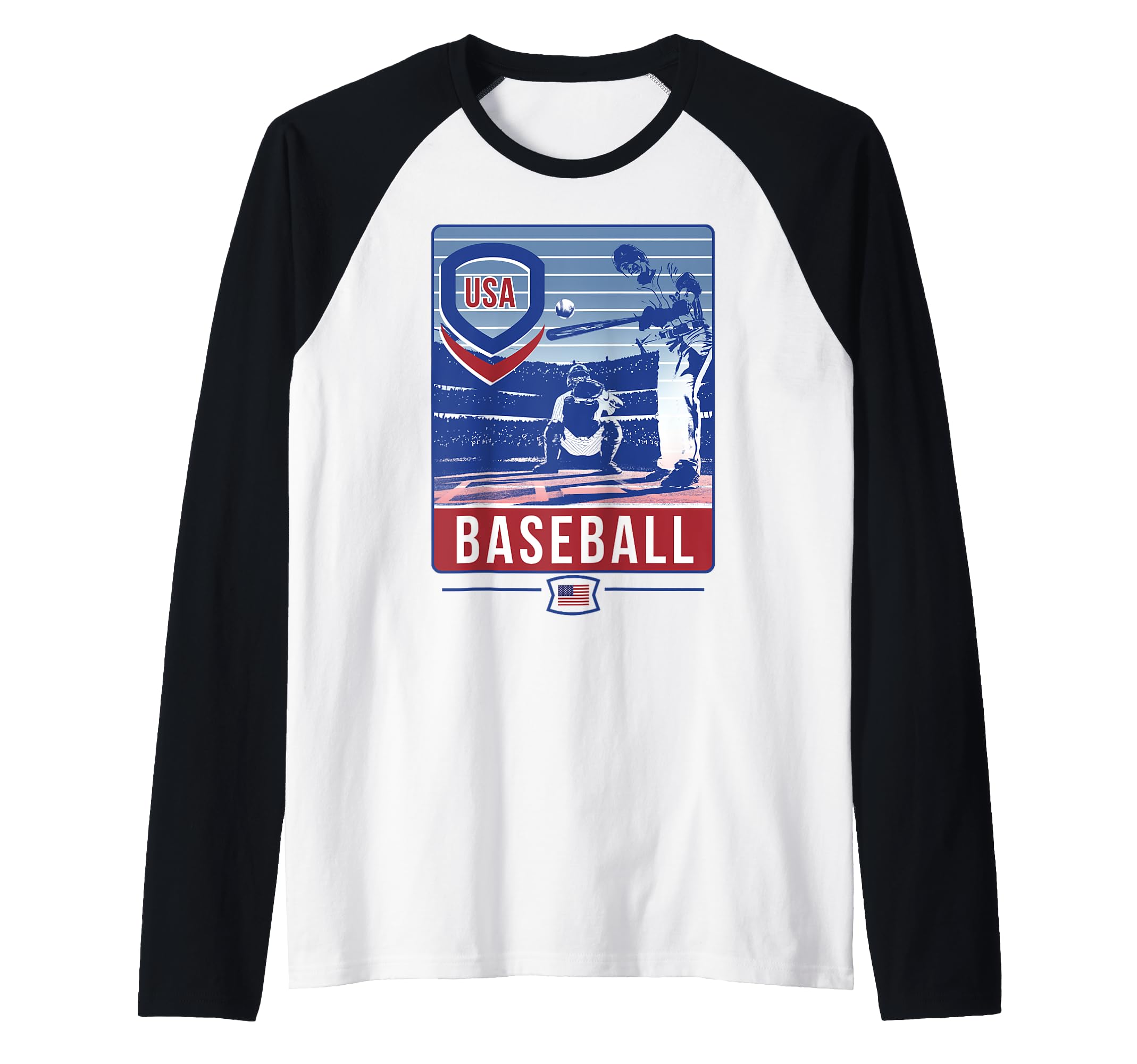 USA Baseball Photo Stripe Raglan Baseball Tee