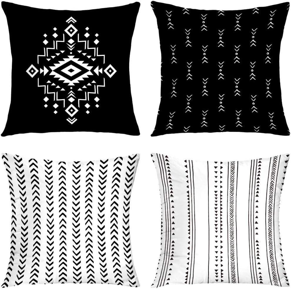 GALMAXS7 Black and White Boho Decorative Throw Pillow Covers Modern
