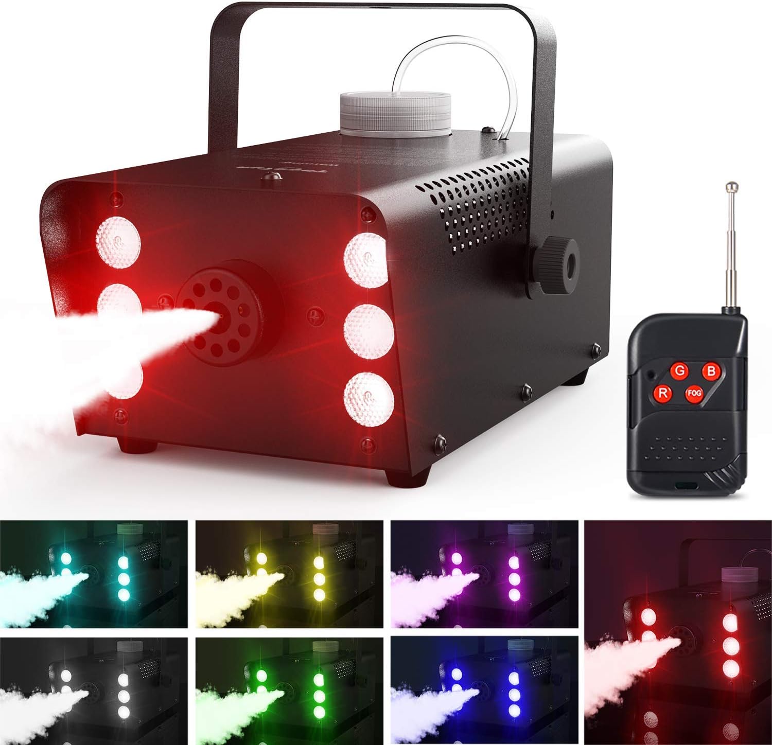 Fog Machine, Theefun 6 LED Lights with 7 Colors Smoke Machine with
