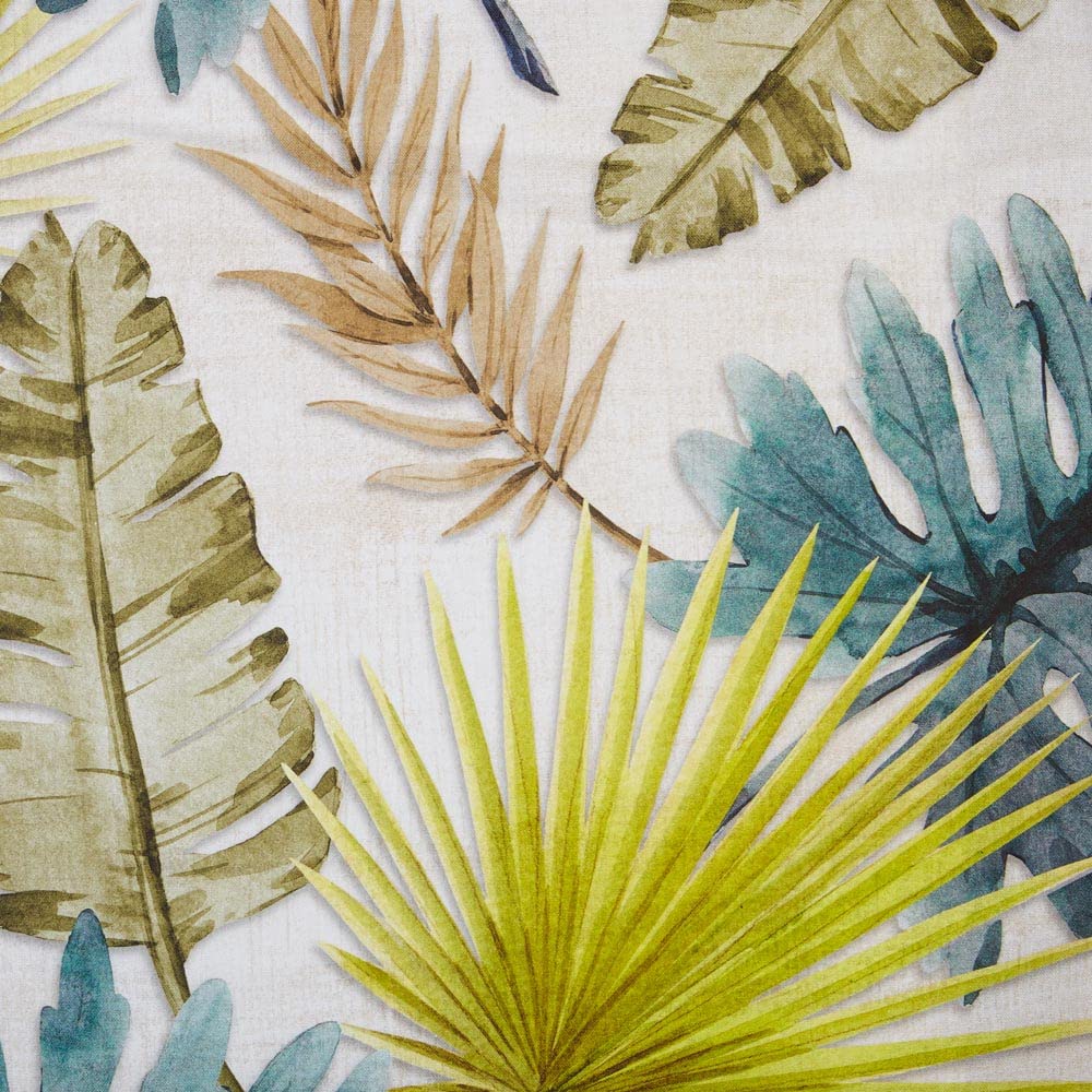 Kt KILOtela - Digital Printed Canvas Fabric, Half Panama Cotton, Decoration, Upholstery, Cushions, Curtains, Tablecloths, 100 cm Length x 280 cm Width, Leaves, Palm Trees, Yellow, Green - 1 m