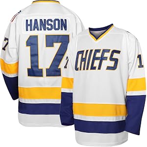 Hanson Brothers Jersey, Charlestown Chiefs 16,17,18 Slap Shot Ice Hockey Movie Jersey