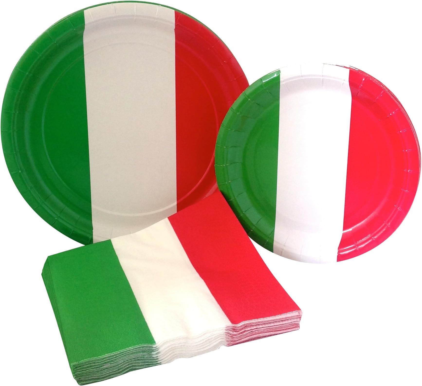 Italian Flag Party Supply Pack! Bundle Includes Paper Plates & Napkins for 8 Guests