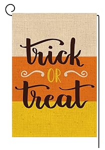 BLKWHT Trick or Treat Garden Flag Vertical Double Sided 12.5 x 18 Inch Halloween Yard Decor
