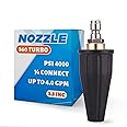 Turbo Nozzle Pressure Washer Tips 4000 PSI 4.0 GPM 1/4'' Quick Connect – Rust-Resistant Durable Brass Rubber and Stainless Steel Build with Strong Scrubbing Power for High-Pressure Washer Wands