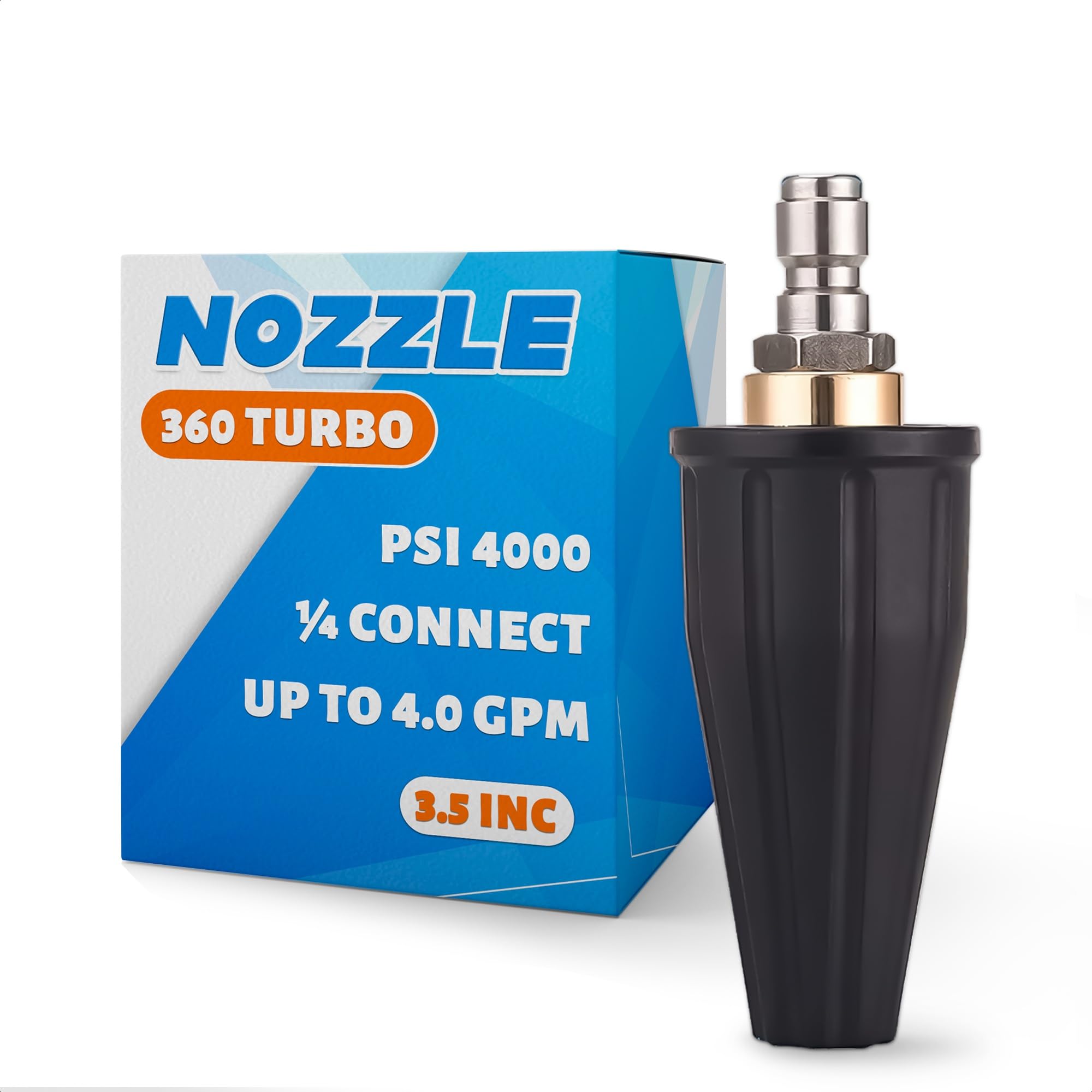 Photo 1 of Turbo Nozzle Pressure Washer Tips 4000 PSI 4.0 GPM 1/4'' Quick Connect – Rust-Resistant Durable Brass Rubber and Stainless Steel Build with Strong Scrubbing Power for High-Pressure Washer Wands