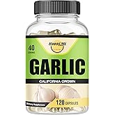 Happi Mi Nutrition Garlic Capsules 2400mg - Made with Organic Garlic Bulbs, California US Grown - Natural Immune Support Supplement 40 Day Supply