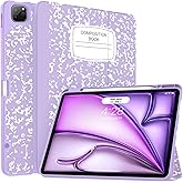 Soke Case for iPad Air 13 Inch (M3/M2,2025-2024), iPad Pro 12.9" 6th/5th Generation with Pencil Holder(2021 2022 Release)-[Apple Pencil Charging + Auto Wake/Sleep] Soft Back Cover, Book Lilac