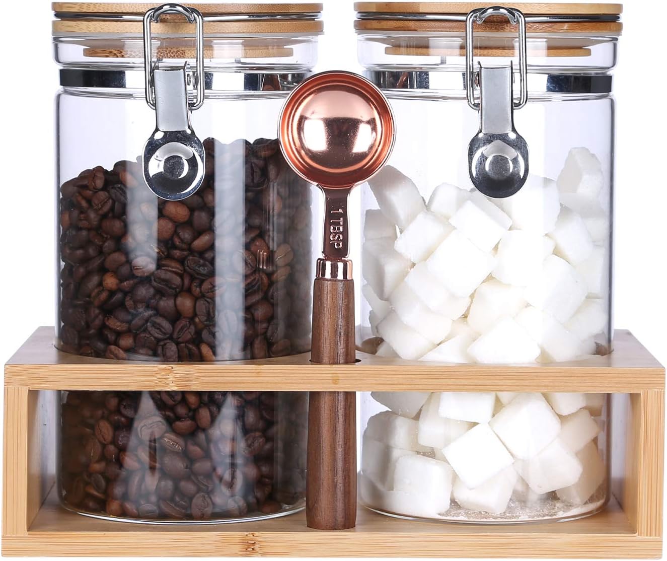 Coffee Jar with Tray in Home Coffee Bar