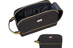 BAFAMYE 4.9L Travel Toiletry Bag For Men Women - TSA Approved - Double Side Full Open Design, Shaving Bag For Toiletries And Shaving Accessories For Long Travel, Black 1.3 GAL