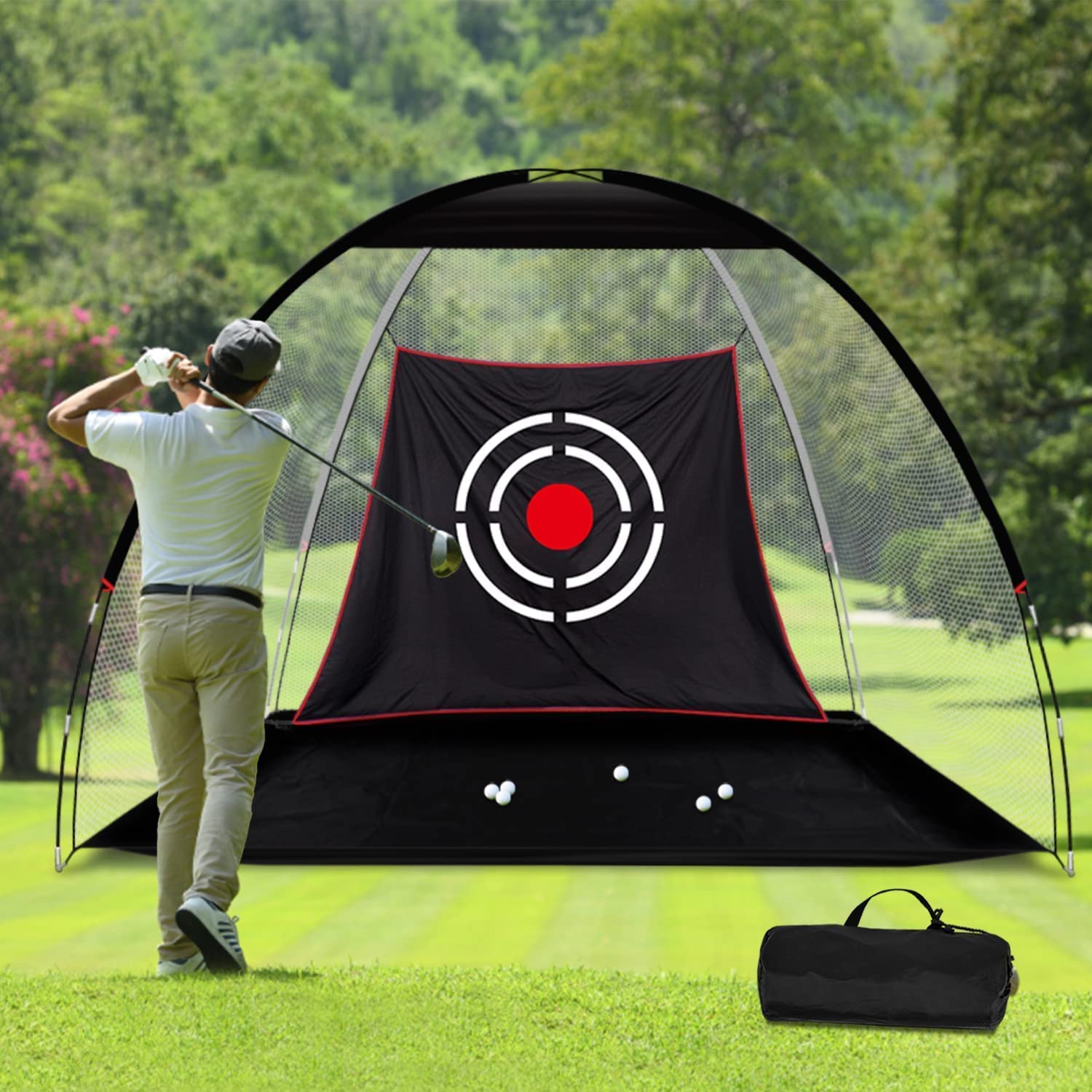 KAIDIDA Golf Hitting Net Garden: 12x7FT Large Size for Indoor and Outdoor Home Practice - 200G Heavy Duty Mesh with Professional Driving Target