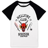 Stranger Things Hellfire Club T-Shirt for Kids | Boys Girls Hawkins Society Eddie White Outfit | Season 4 Merchandise