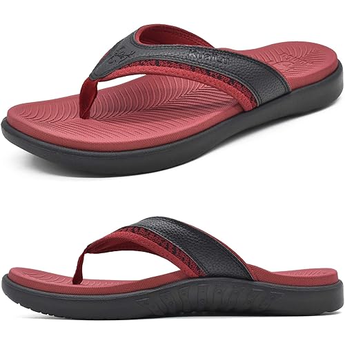 KuaiLu Mens Sport Flip Flops Comfort Orthotic Thong Sandals with
