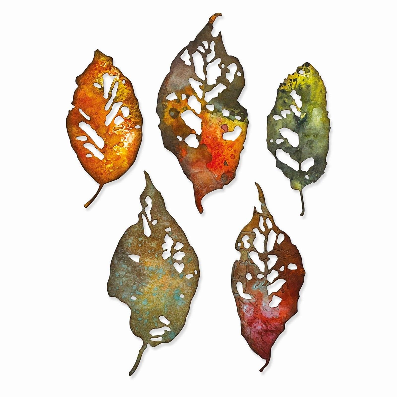 Sizzix Leaves-Metal Die, Leaf Fragments by Tim Holtz, Intricate Thinlits for Bouquets Trees, for Big Shot Die Cutting Machines, Multicolour, One Size, 5 pcs