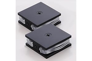 NovaNectar Brass Glass Clamp, Hole-in Fixed Panel U-Clamp,Square Screen Door Hardware for Bathroom,for 5/16" to 1/2" (8 to 12 mm) Tempered Glass (2 pcs-Matte Black)