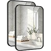 Pocetry Black Bathroom Mirrors for Over Sink, Set of 2, 24x36 Inch Rectangular Wall Mounted Vanity Mirrors with Matte Black Iron Frame, Moisture-Resistant Backing, Modern Farmhouse Style