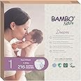 Bambo Nature Hypoallergenic Baby Diapers, Eco-Labelled Sustainable Diapers, Enhanced Leakage Protection, Totally Chlorine-free, Skin Friendly, and Super Absorbent - Size 1 (216 Count)