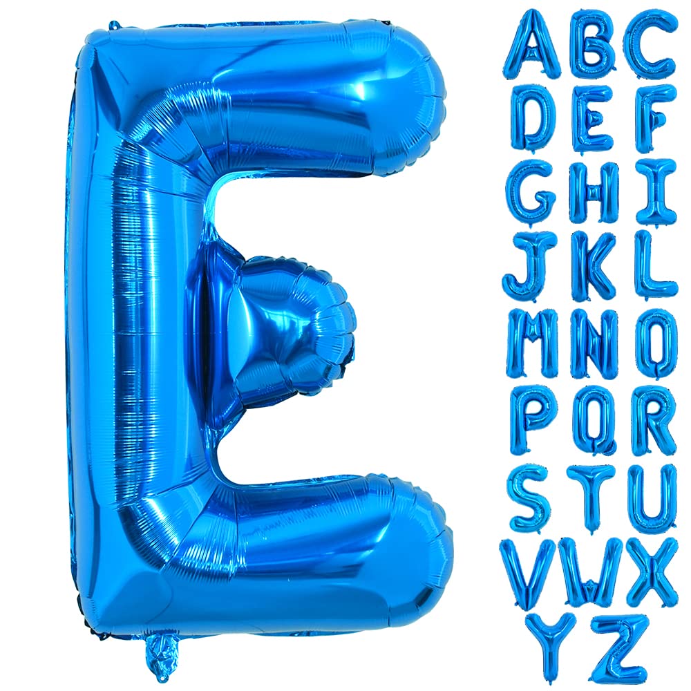 TONIFUL 40 Inch Large Blue Letter E Balloons Giant Alphabet Letter Balloons,Foil Mylar Big Balloons for Birthday Party Anniversary New Year Graduation Supplies Decorations