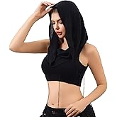 Mingnos Rave Tops for Women Sexy Sleeveless Knitted Sweater Vests Hoodie Crop Top Streetwear Concert Festival Outfits