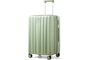 Hanke 24 Inch Expandable Checked Luggage Lightweight PC Hard Shell Luggage Suitcases with Wheels Tsa Luggage Rolling Large Suitcase Travel Luggage Bag for Go to University.(Bamboo Green)