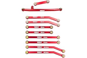 TEIRAY SCX24 Links Upgrades High Clearance RC Crawler Car Steering Rod Tie for AXIAL 1/24 SCX24 AXI00001 C10 AXI00002 Wrangler JLU AXI00006 Bronco (Red)