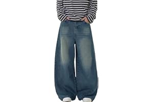 LuminBlaze Baggy Jeans for Men Y2K Vintage Wide Leg Barrel Jeans Hip Hop Skater Streetwear Loose Fit Denim Pants