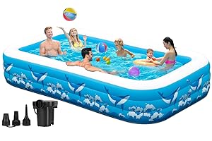 ZEUSFIRE Large Inflatable Swimming Pool for Kids Adults, 130"x72"x22" Blow Up Pools Kiddie Pool with Pump, Oversized Thickened Family Swimming Pools for Backyard Outdoor, Garden, Summer Water Party
