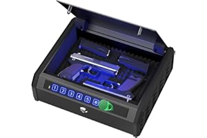 WASJOYE Fingerprint Biometric Gun Safe, Handgun Safe Box for Pistol Storage, Smart Gun Safe Lock Box with Biometric Identific