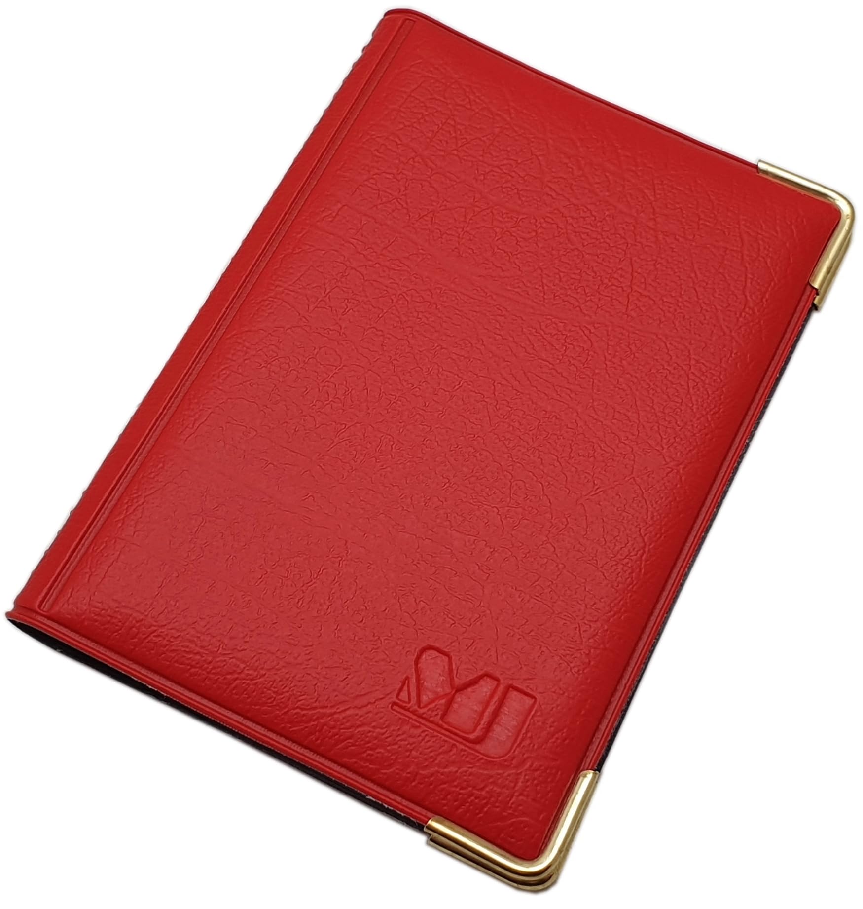 myledershop Credit Card case with Metal Corners 12 Pockets (Design 1 / Red)