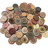 200 PCS Wood Buttons, Vintage Wood Buttons with 2 Holes for DIY Sewing Craft Decorative