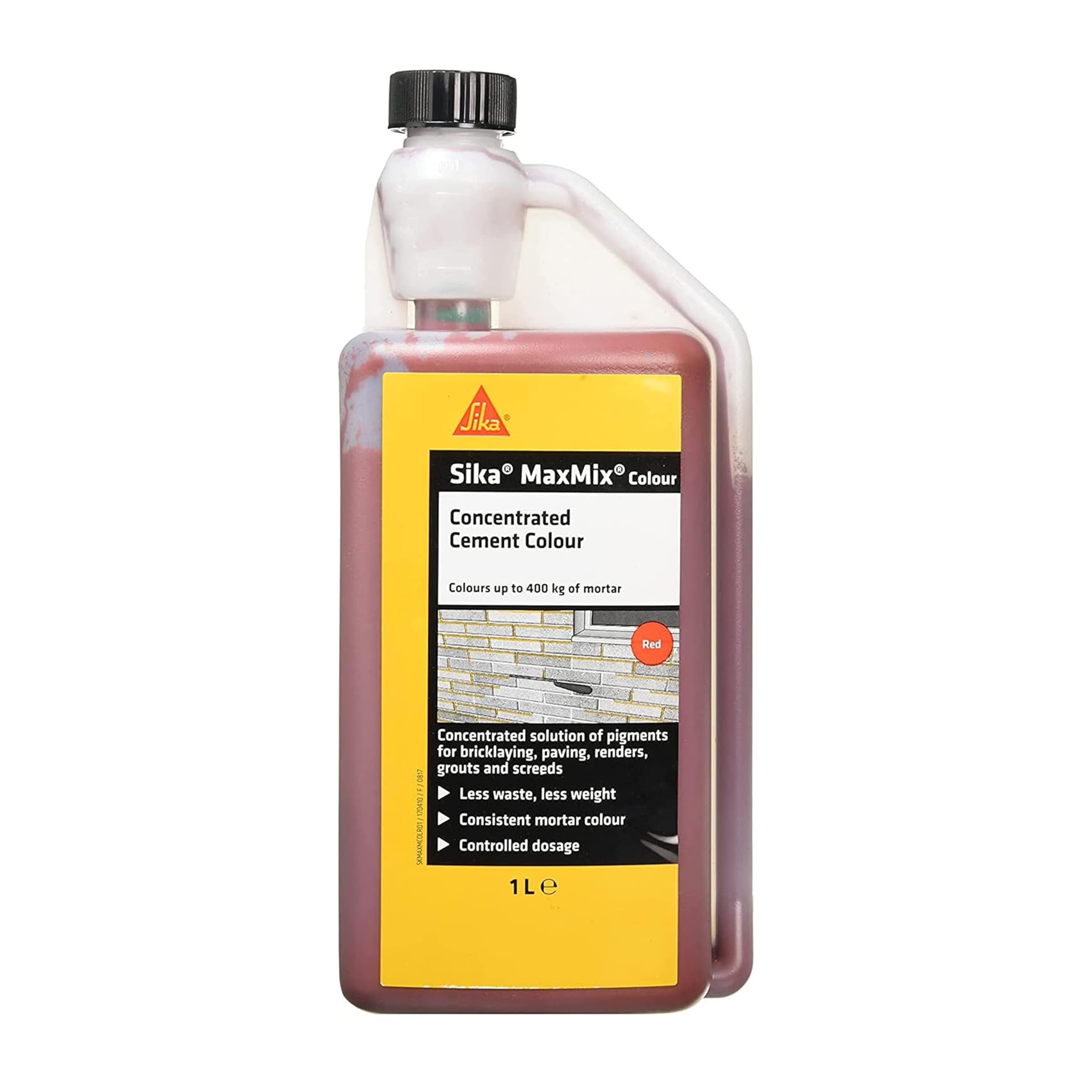 Sika – MaxMix Cement Colour – Concentrated Colourant For Mortars, Rendering, Concrete And Pointing – Easy To Use – Economical – Red – 1 Litre