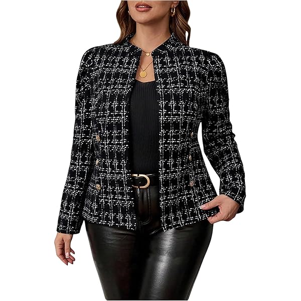 Amazon.com: Floerns Women's Plus Size Elegant Long Sleeve Tweed