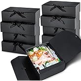 Kucoele 15 PCS Gift Boxes with Lids for Presents, 10.6 x 7.8 x 3.1 Inches Black Bridesmaid Proposal Boxes with Ribbons for Wedding, Birthday, Halloween Party and Bride Shower Packaging