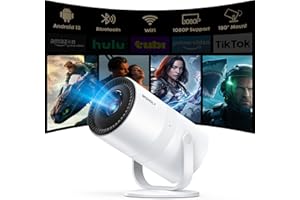 WISHOLY 1080P Mini Projector with WiFi 6 and Bluetooth [Built-in App & Electric Focus] Portable Outdoor Projector, 180° Rotat