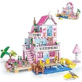 Pink Girls Seaside Beach Villa Friends Building Set Compatible with Lego Friends Construction Educational Toy for Adult Age 14 Up 822 PCS