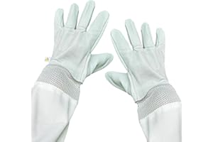 Golden Palace Beekeeping Gloves, Premium Goatskin Leather Gloves with white vent Long Canvas Sleeve with elastic cuff (XL)
