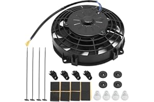 Hoypeyfiy 7 Inches Electric Radiator Cooling Fan Assembly Kit, Slim Fan Push Pull Black Curved Blades, Nylon Radiator Cooling