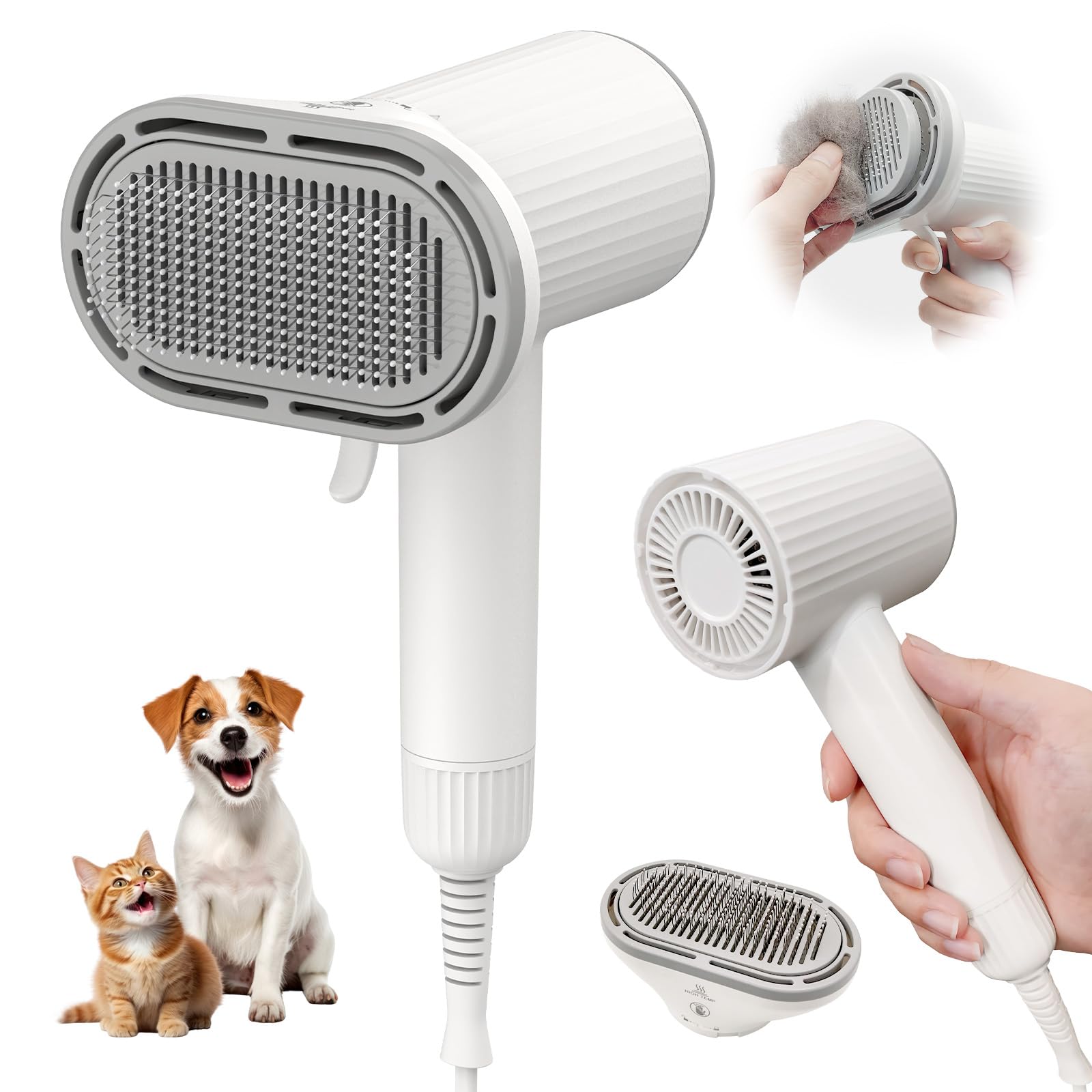 Photo 1 of ITEM IS MISSING PARTS, UNSURE WHAT PARTS ARE MISSING -------------------Dog Hair Dryer, Professional 2-in-1 Pet Hair Dryer & Grooming Brush with Removable Comb, Adjustable Temperature/Speed, Portable Dryer for Dogs and Cats