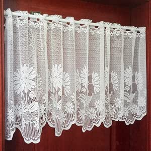 Amazon.com: ZHH Lace Cafe Curtain Sheer Window Valance ...