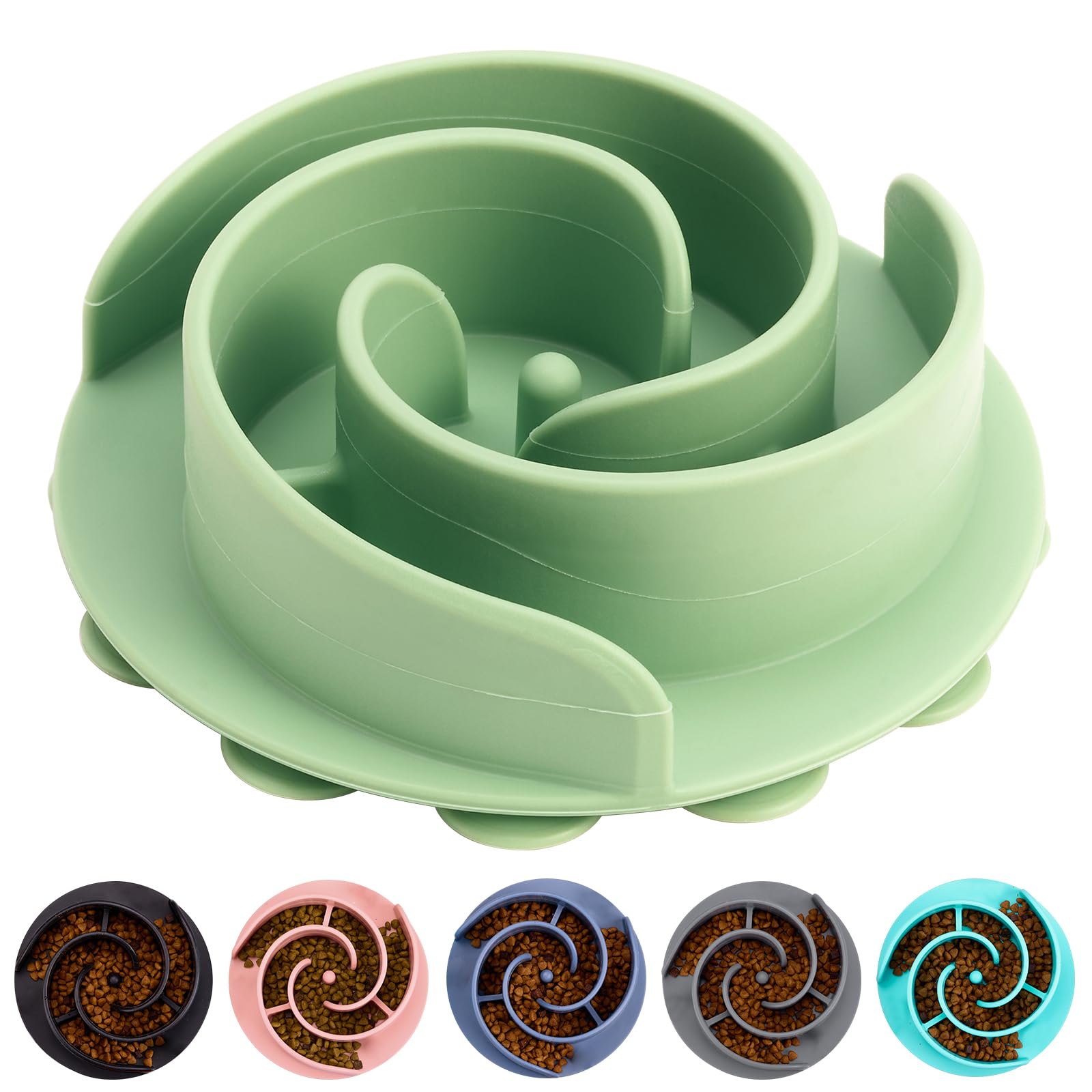 Photo 1 of Slow Feeder Dog Bowls Insert, Bestalk Soft Silicone Slow Eating Feeder Insert with Suction Cups for Small, Medium and Large Dogs, Fit into  Basic and Elevated Dog Bowls, Green