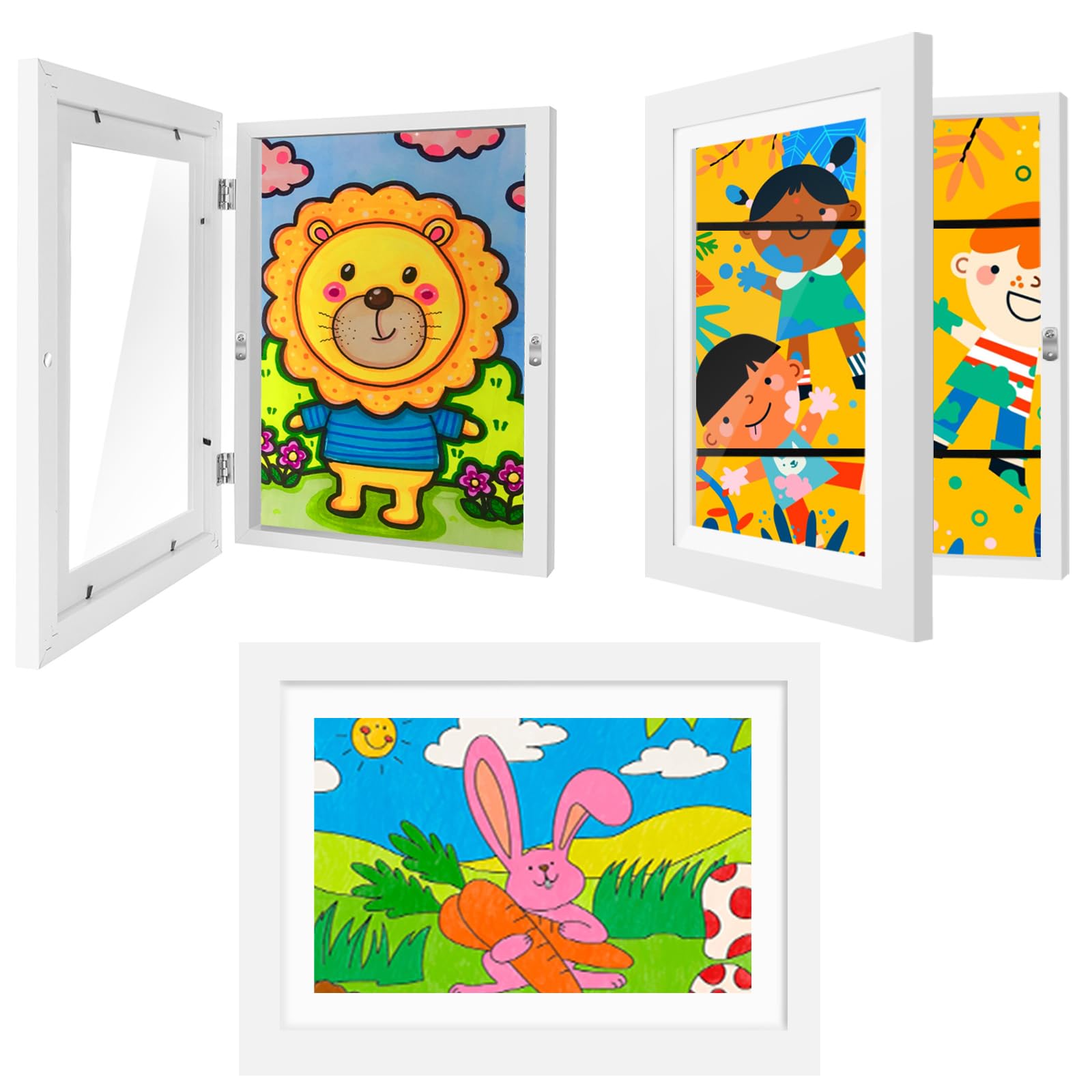 Photo 1 of NEUERMOND 3 Pack Kids Artwork Frames 10x12.5 Inch Changeable Kids Art Frame with Front Opening for Art Display, Horizontally Vertically Wall Mount for Kids Drawing & School Projects (White)